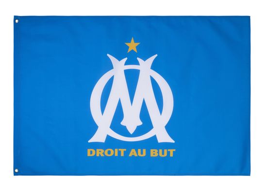 Olympique De Marseille Drapeau Officiel OM – 140x90 Cm, Polyester, Collection Supporter, 100% Marseillais