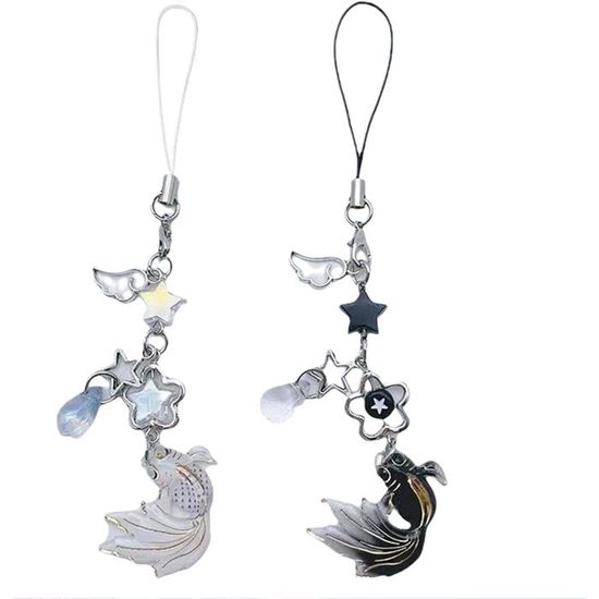 Lot De 3 Pendentifs Courts Y2K Perles Blanches - Attache Téléphone Portable, Style Mignon, Nœud Rose
