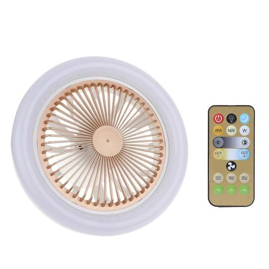 Ventilateur Plafond avec Lumiere et Telecommande, Minuterie, Douille E27/E26 LED Lampe Ventilateur Dimmable 1000LM, pour Chambre, Toilette, Couloir