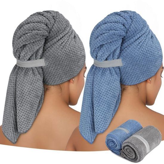 2 Serviettes Microfibre Pour Cheveux Longs - Turban Séchage Rapide 100x60cm Ultra Absorbantes Et Douces