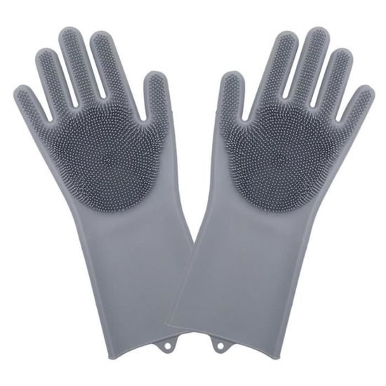 Keenwo Gants de nettoyage en silicone de qualité supérieure avec brosse pour laver la vaisselle (rose) - Surface à picots pour un nettoyage optimal de la vaisselle et des appareils de cuisine