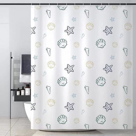 Rideau De Douche En Polyester Imperméable 180x200cm - Anti-moisissure, Lavable Machine, 12 œillets Inclus