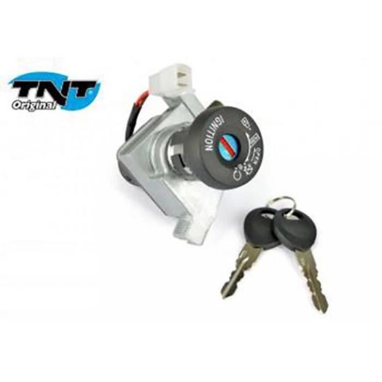 Contacteur à Clé Neiman P2R Pour Scooter MBK 50 Ovetto Après 2008 – Gris/Noir Aluminium, 2 Clés, Neuf
