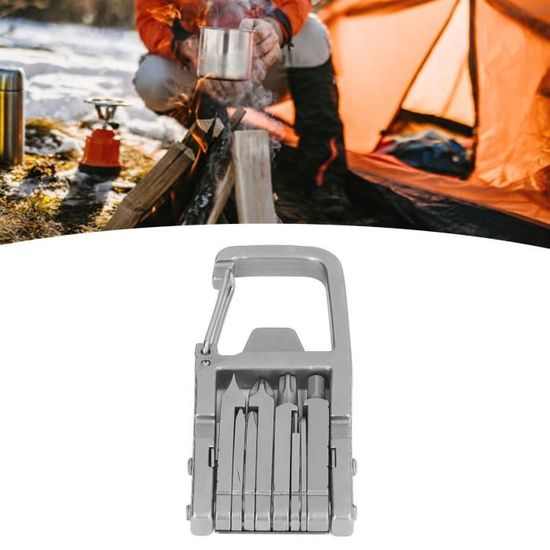 Porte-clés Multifonction 8-en-1 De Survie - Outil Rando Camping Extérieur