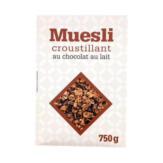 Céréales muesli croustillant au chocolat lait 750g Cdiscount Au