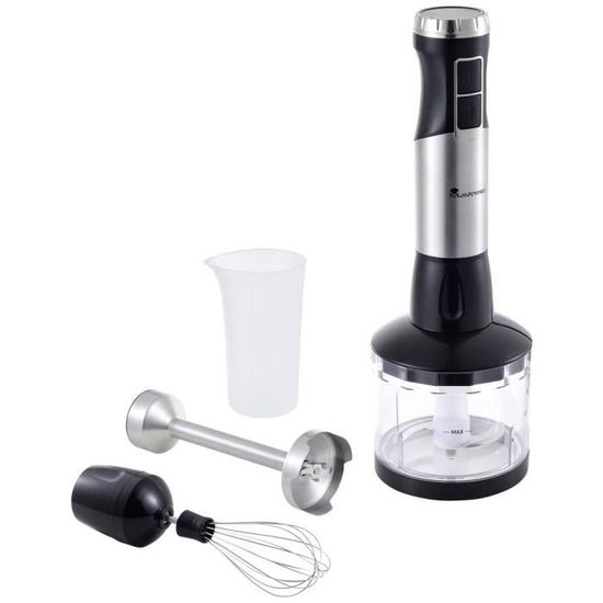 Mixeur Plongeant Fagor 1000W FG349 - 12 Vitesses + Turbo, Bol Hachoir Inclus, Design Blanc