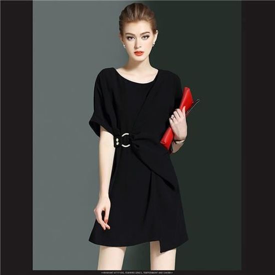 Robe Feminin Col Rond Sans Manche Pour Bureau Pour Le Travail Noir Achat Vente Robe Cdiscount