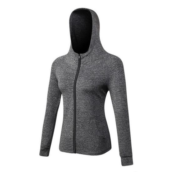 Veste De Sport Femme A Capuchon Running Fitness Séchage Rapide Couleur Unie - Sport