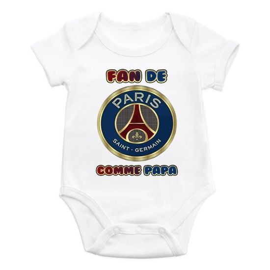 BODY BEBE PERSONNALISABLE 12/18 MOIS FAN DU PSG COMME PAPA FOOT