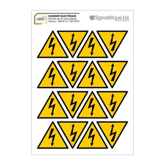 Etiquettes Danger Electrique planches autocollants différents formats ...