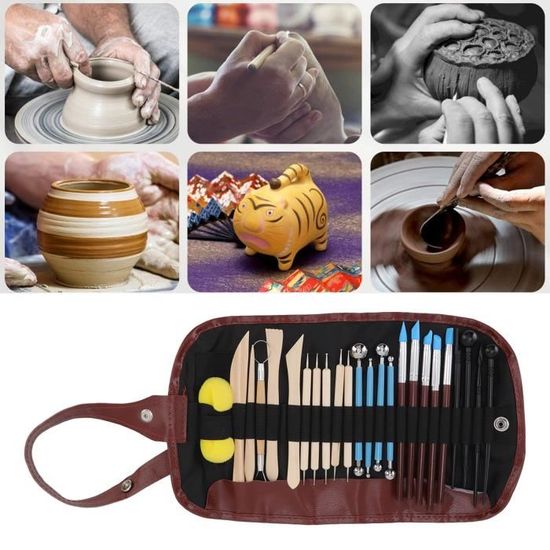 Kit d'outils de sculpture en argile de poterie polymère 6 pièces/ensemble