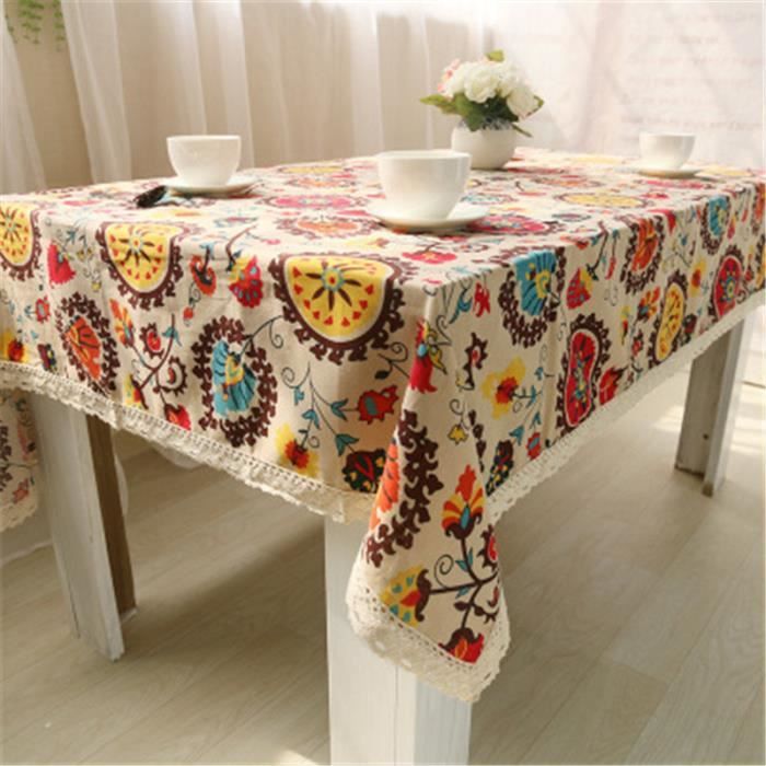 Nappe de lin ethnique coton bohème 140*200cm