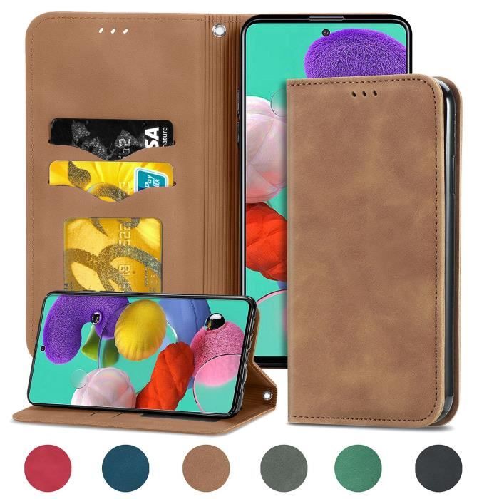 Housse de protection pour Xiaomi Redmi 9C (Marron ) type portefeuille (support carte de credit)