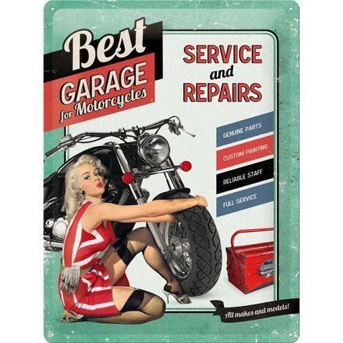 Enseigne en métal - Best Garage for Motorcycle - Plaque métal 30 x 40 cm