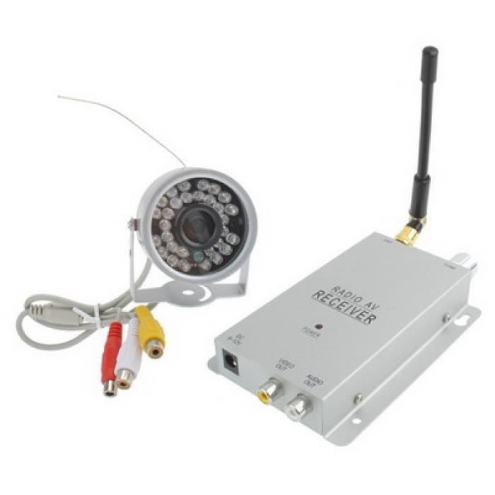 Kit Camera De Surveillance - Pack Videosurveillance - Caméra CCTV de sécurité de couleur sans fil 30 LED récepteur (Argent)