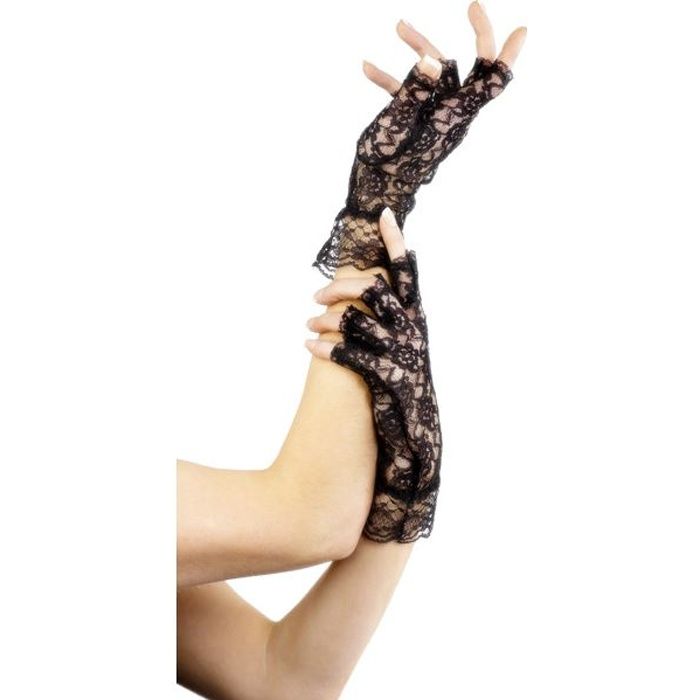 Mitaines Dentelle Noires 20cm