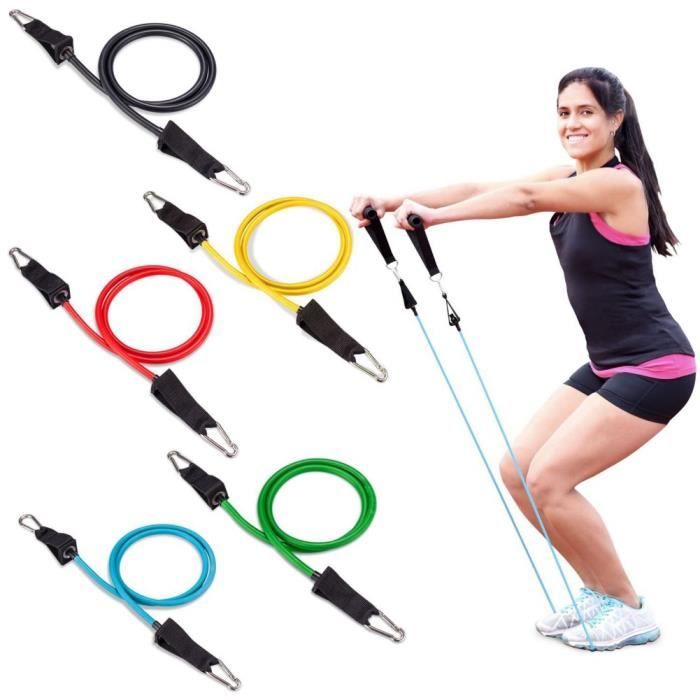 Bande de résistance elastiques 11 pcs tubes en latex pédalier entraînement du corps entraînement exercices de fitness