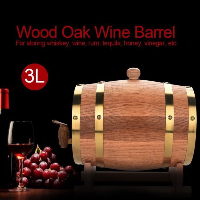 Garnaco® Vin rouge 3L Baril de Vin Chêne Bois Tonneau de Vin Avec Distributeur Pour Vin Rouge