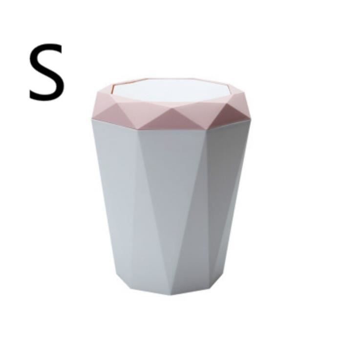 Poubelle,Poubelle à couvercle roulant de grande capacité en forme de diamant, seau de stockage de déchets de cuisine - Type Pink-S