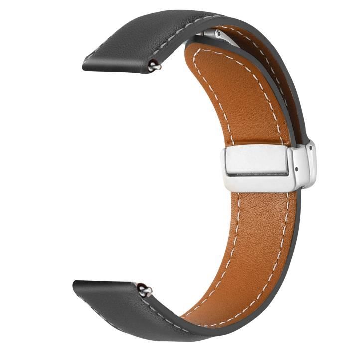 Bracelet pour Galaxy Watch 5 / 5 Pro / 4 Cuir Fermoir Boucle Magnétique noir
