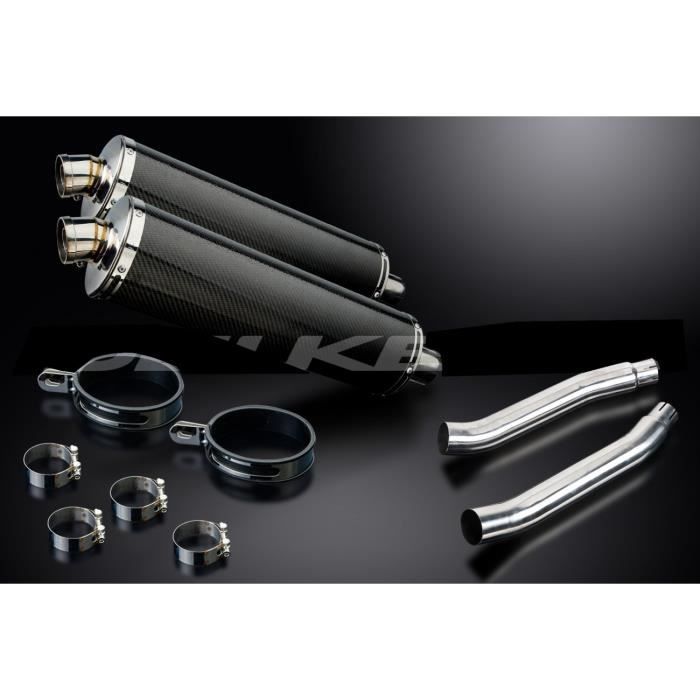 YAMAHA 900 TDM-02/12- PAIRE SILENCIEUX ECHAPPEMENT OVALE CARBONE 450 mm -DELK