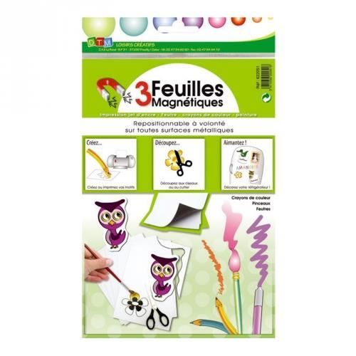 Feuille magnétique imprimable - 3 feuilles A4