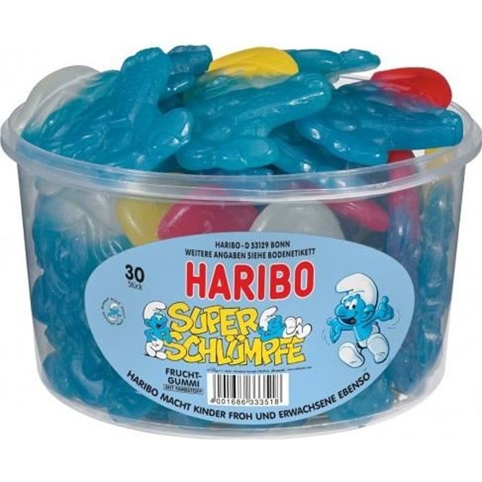 Haribo super Schtroumpfs, gomme de fruits, 30 pc