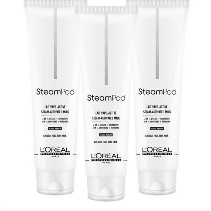 pack trio lait de lissage steampod cheveux fins 150 ml