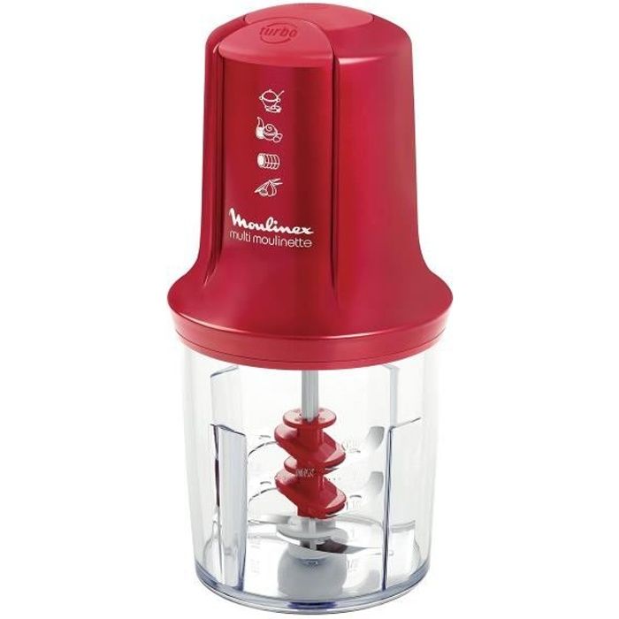 Moulinex AT714G32 Mini Hachoir Électrique Multi Moulinette 3 en 1 Hacher Mixer Emulsionner Mayonnaise Chantilly Viande Légumes