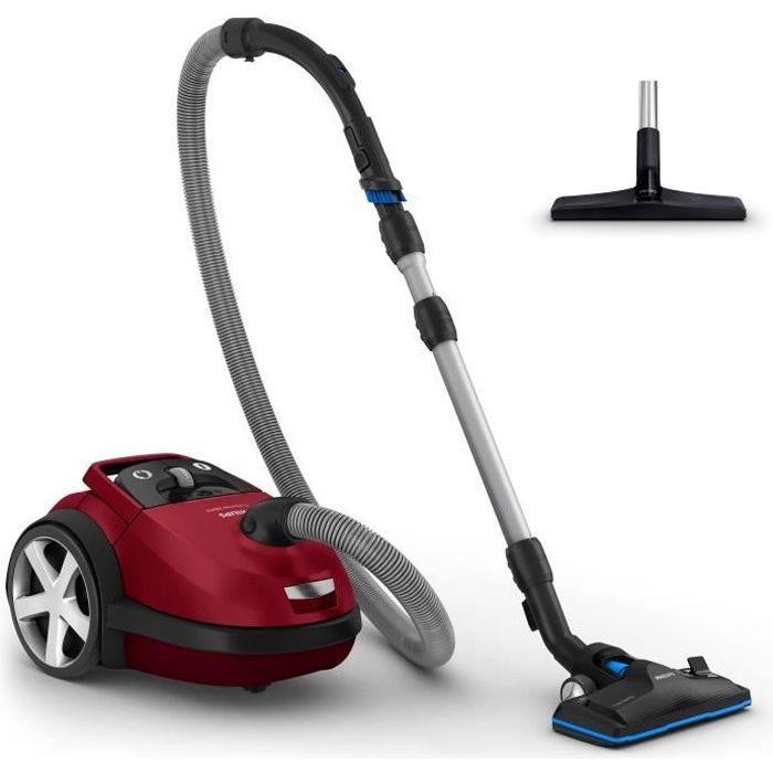PHILIPS FC8781/09 Aspirateur avec sac Performer Silent - Silencieux 66dB - Brosse Triactive Pro - Rouge
