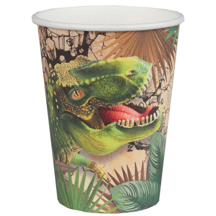 Gobelet en carton Dinosaure Jurassic T-rex (x10) REF/7286 Matière carton