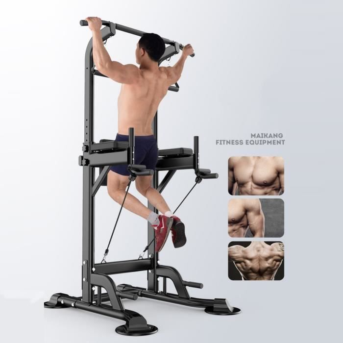 TEMPSA Station Traction Multifonctions Barre de Traction Banc de Musculation Noir