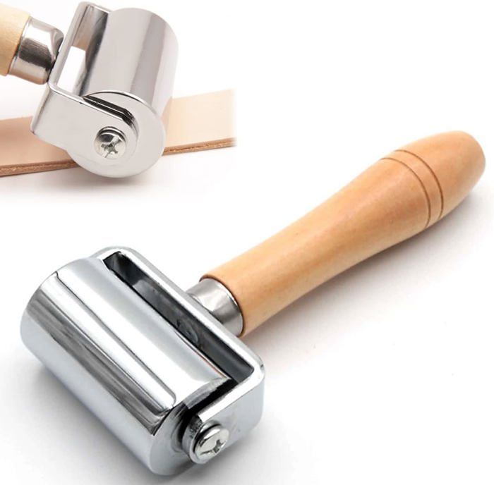 Kit De 3 Outils Pour Travail Du Cuir - Presse, Frottoir, Sculpture - Acier Inox Et Caoutchouc
