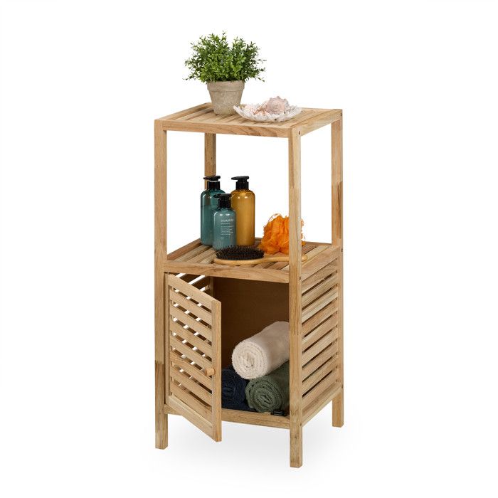 Relaxdays Étagère de salle de bain ou cuisine bois de noyer H x L x P : 86 x 40 x 36 cm non fixe nature