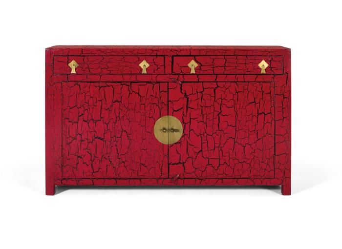 Sideboard Japonais - Giner y Colomer - Rouge - Bois de Manguier - Finition Laquée