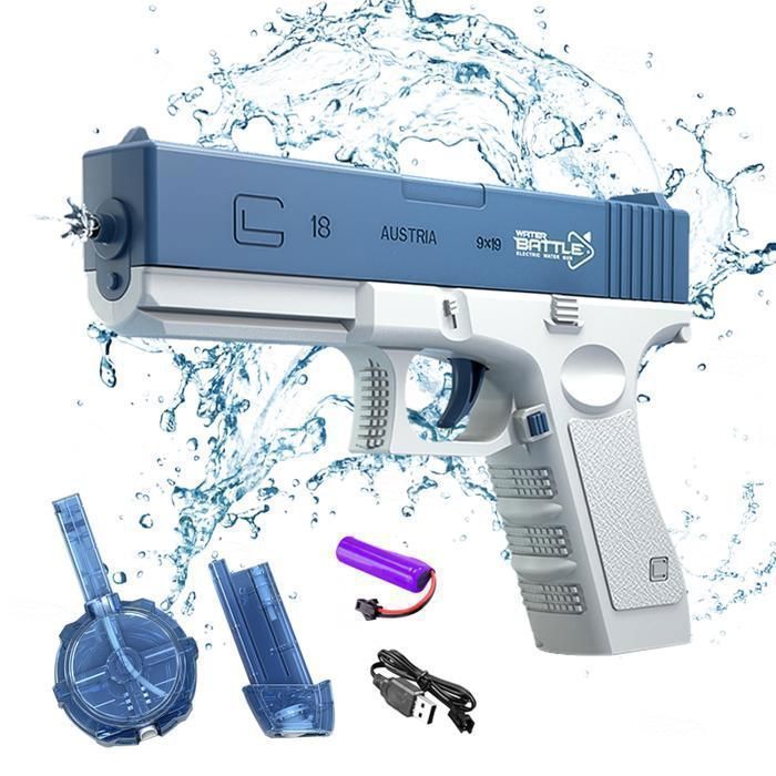 Pistolet à Eau Électrique Rechargeable – Portée 8-10 M, Autonomie 200 Tirs, Léger, Batterie 500mAh – Idéal Pour Piscine, Plage Et Jardin