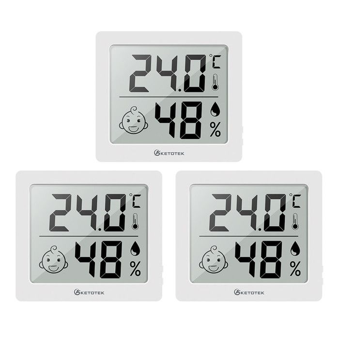 KETOTEK 3 Pièces Thermomètre Hygromètre Interieur Moniteur de Température et Humidimètre pour Chambre Bebe Bureau à Domicile