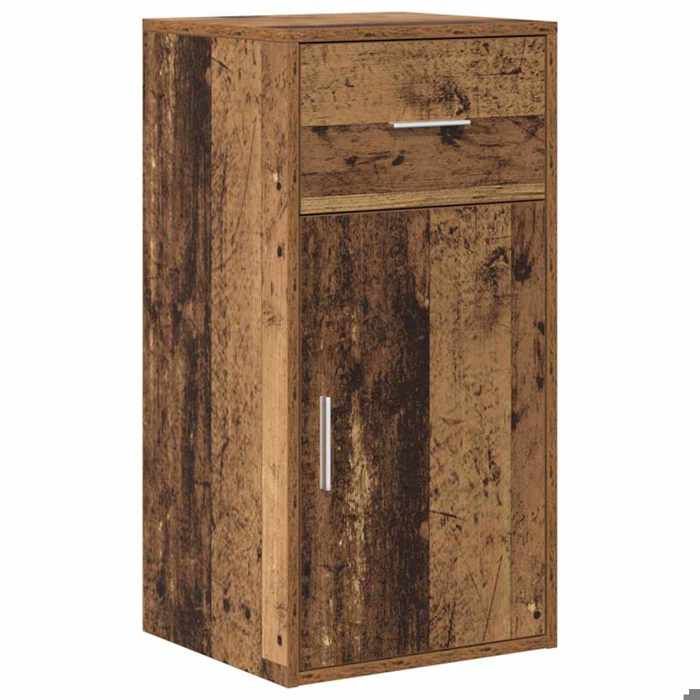 YUN@Armoire HAUTE - MODERNE - Armoire de rangement - marron Bois ancien Bois dingénierie @7421@