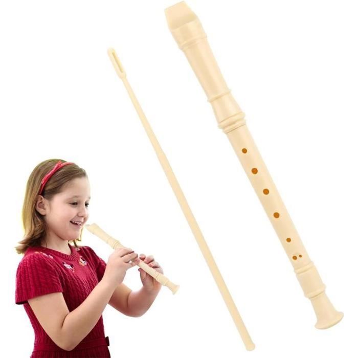 Flûte école étudiante Flûte à Bec 8 Trous Plastique Blanc | Pour Débutants, Étudiants Avec Bâton De Nettoyage Instrument Scolaire