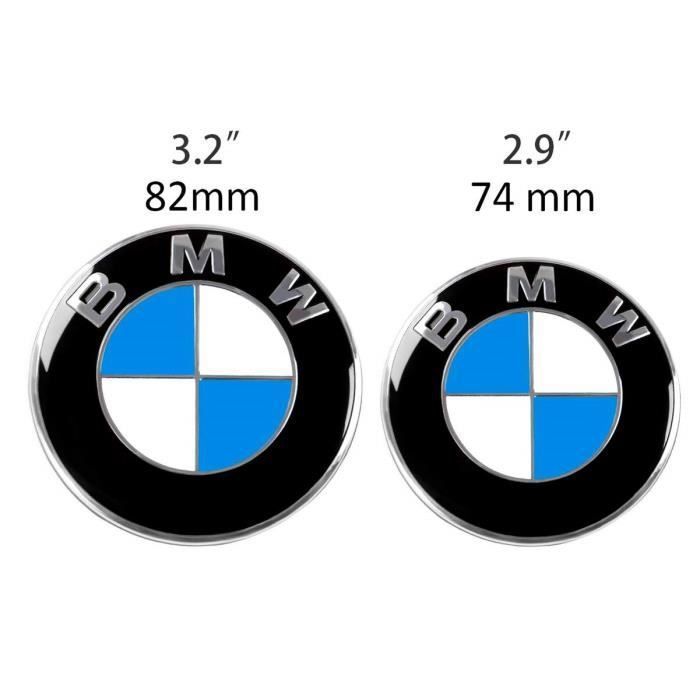 7 LOGO BMW Emblème Capot 82mm + Coffre 74mm + Volant + 4 Cache Moyeu 68 Fr Neuf EUR 19,99