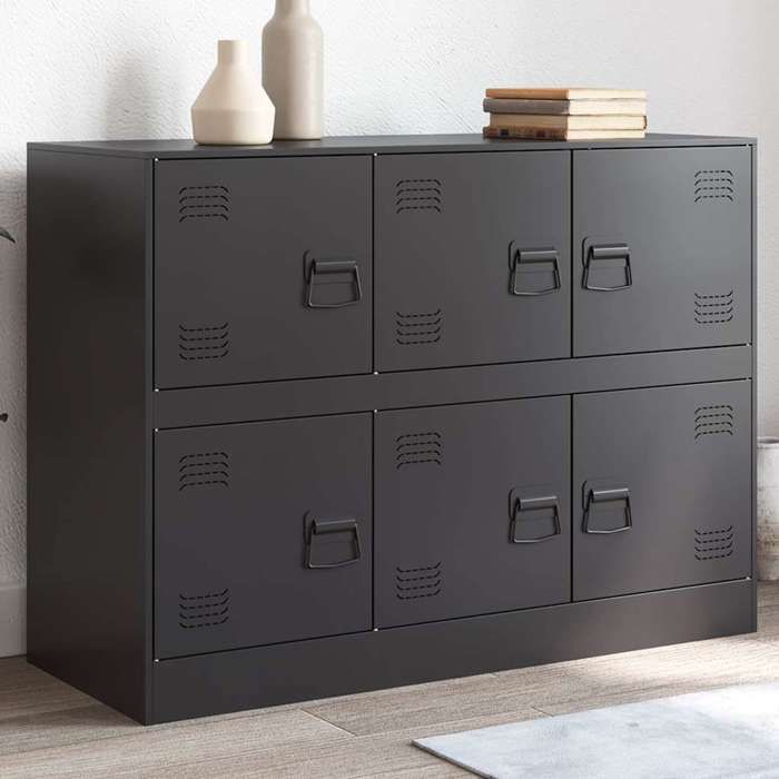 Noir Buffet de rangement - Vitrine bahut - armoire console Pour cuisine noir 99 x 39 x 73cm acier 3085755