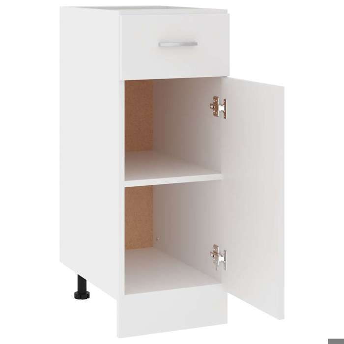 Moderne Cabinet de cuisine à tiroirs Lyon SWEETY Armoire base de cuisine Blanc 30x46x81 5 cm bois dingénierie BB1193