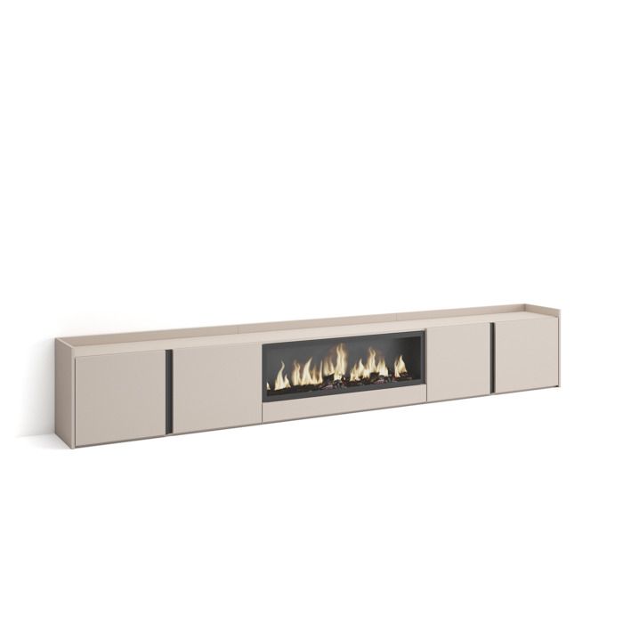 Meuble TV Banc Télé 315x35x50cm Pour les TV jusquà 80 Cheminée électrique XXL Beige RF4611 Meuble TV Banc Télé 315x35x50cm Pour les TV jusquà 80 Cheminée électrique XXL Beige RF4611