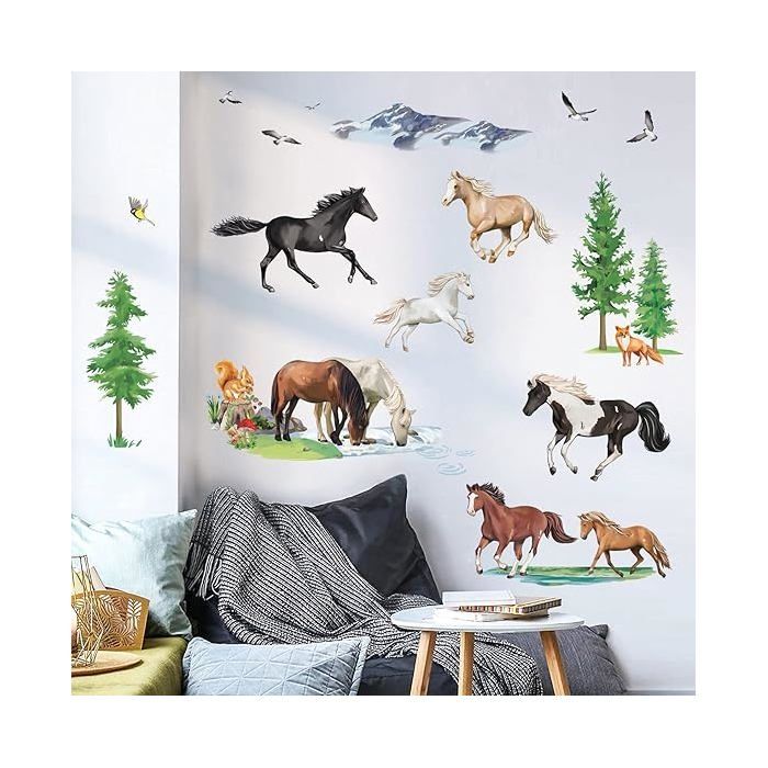 Stickers Muraux Cheval Animaux Autocollant Mural Chevaux Sauvage Nature Décoration Murale Chambre s Pépi OBJET DE DECORATION MURALE