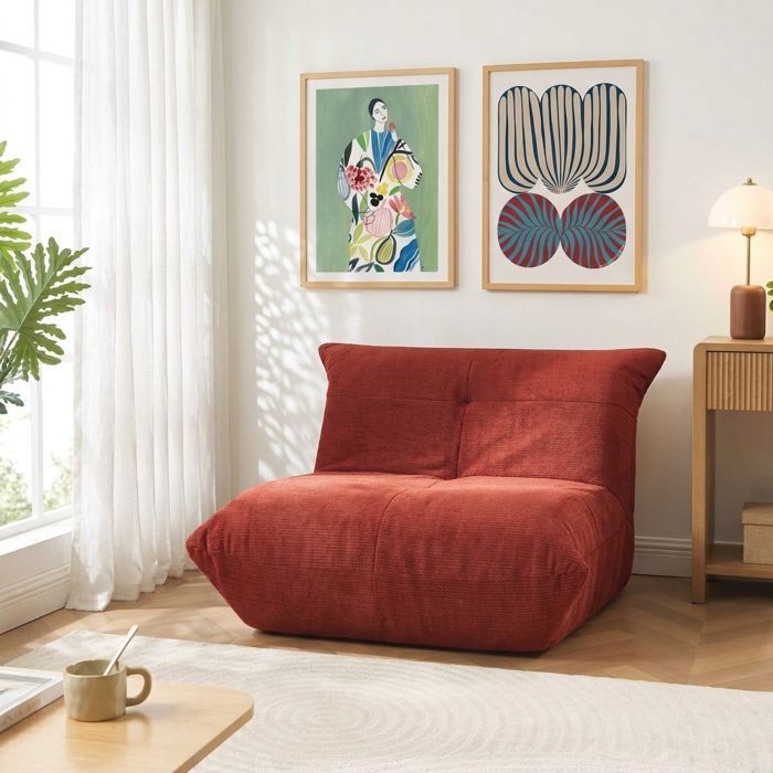 Fauteuil compressé KAIDO 1 place en mousse et tissu terracotta Fauteuil compressé KAIDO 1 place en mousse et tissu terracotta