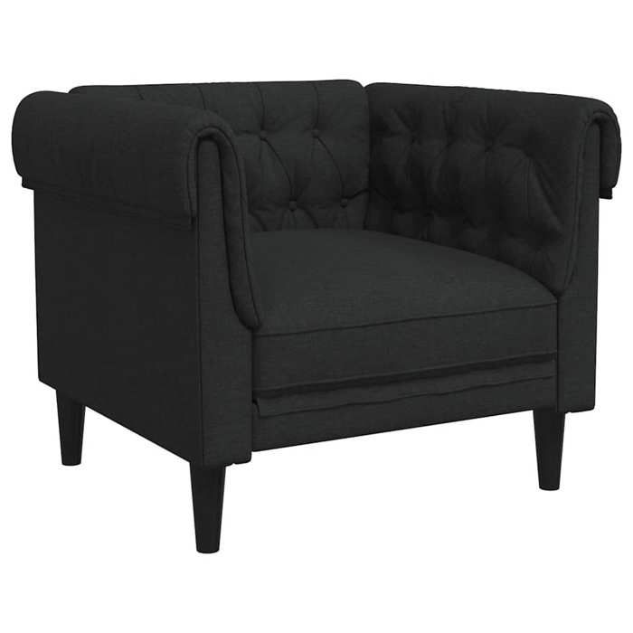 Fauteuil Chesterfield - vidaXL - tissu - noir - avec accoudoirs - 110 kg par siège - 785 x 745 x 745 cm(owe25z7934)