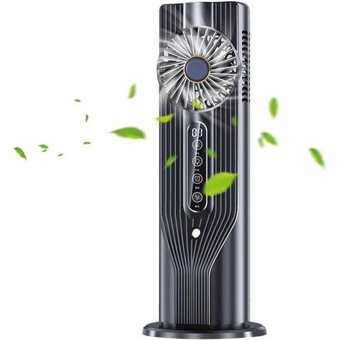 Ventilateur Colonne Silencieux 33 cm avec Humidificateur Réservoir 100 ml Minuterie 6H 6 Vitesses pour Maison et Bureau