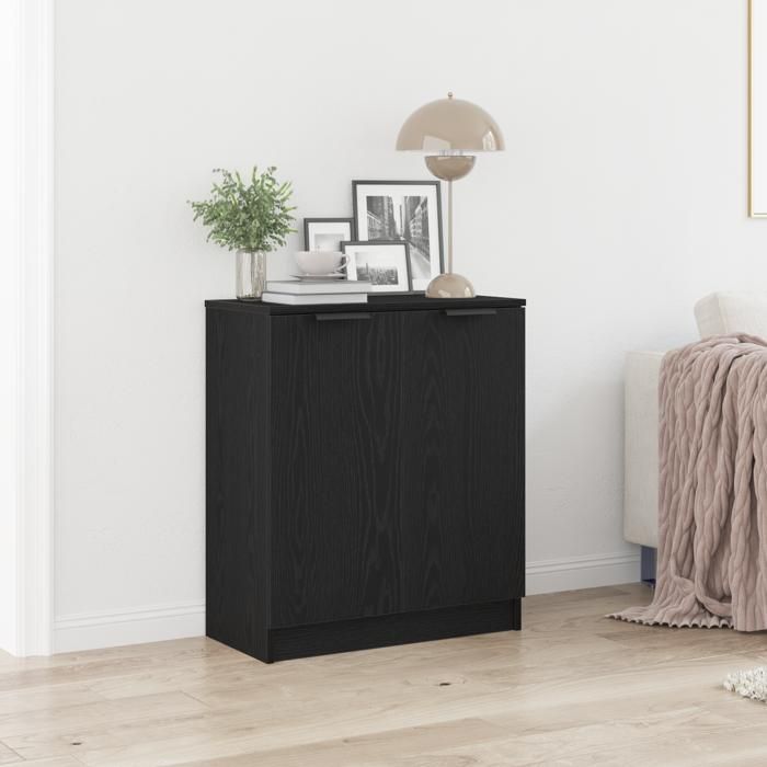{Noir}Buffet bahut - Moderne-design - bois dingénierie - chêne noir - 60x30x70 cm 75jbp25f