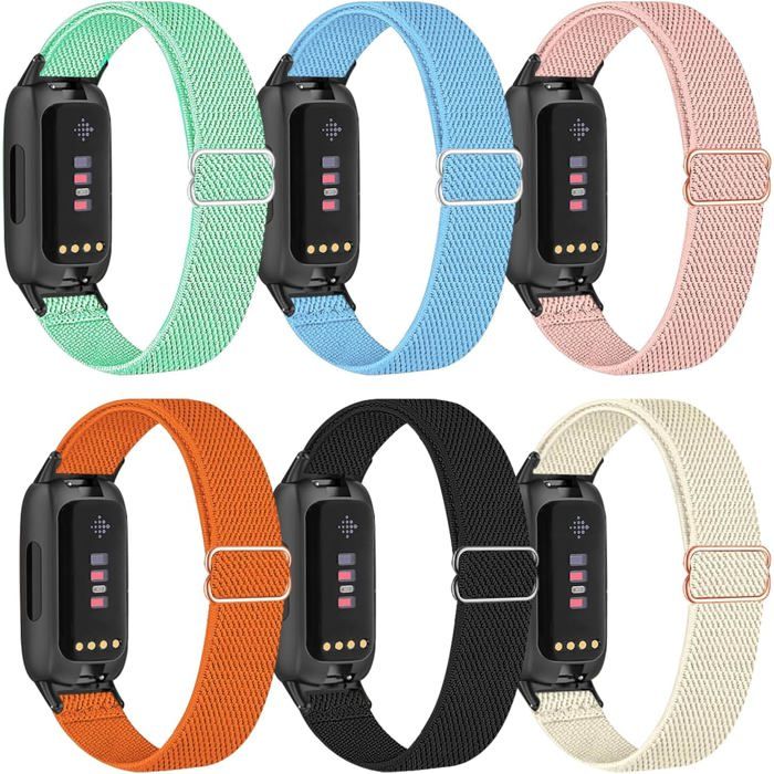 Bracelets de sport élastiques - Lot de 6 bracelets - Compatibles Fitbit Inspire 3 - Réglables et respirants
