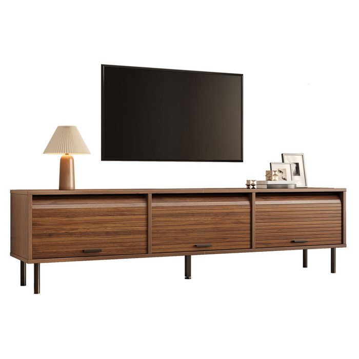 Meuble TV bas avec 3 portes coulissantes noir 180 x 40 x 55 cm
